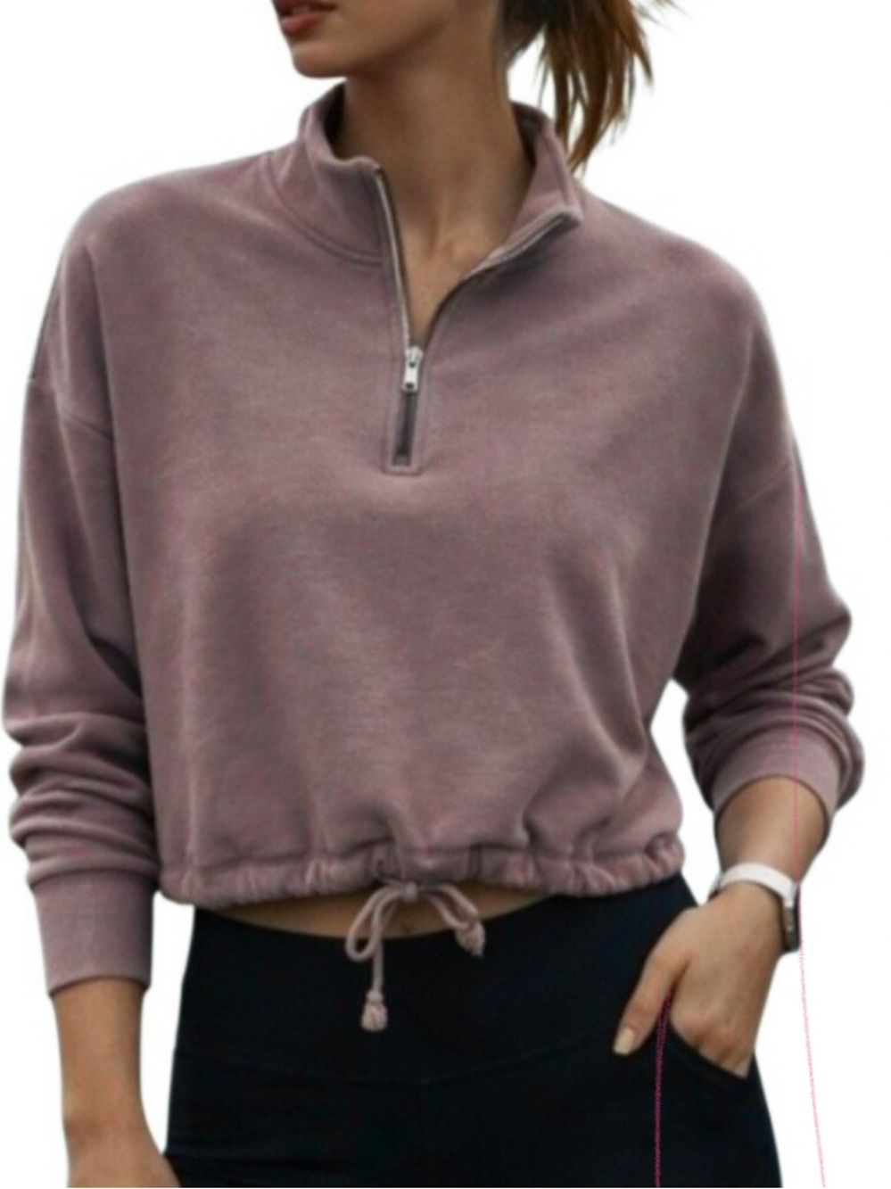 American Eagle Maeve Gray Quarter Zip Pullover Sz Small